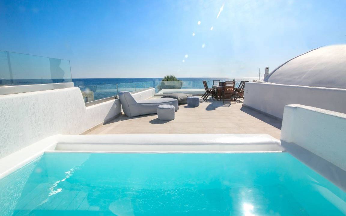 Exomytis Villa | Elite Santorini Villa Aegean Melody Suites 3 Bedroom Outdoor Jacuzzi Vlyxada