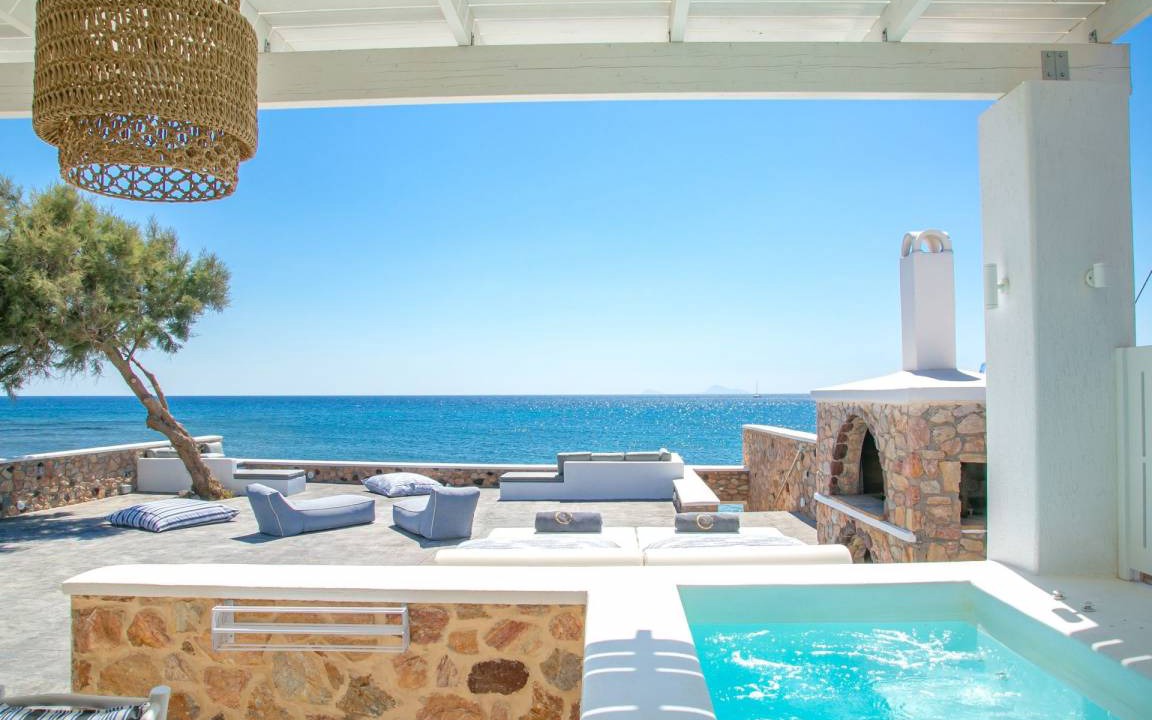 Exomytis Villa | Elite Santorini Villa Aegean Melody Suites 1 Bedroom Heated Outdoor Jacuzzi Vlyxada