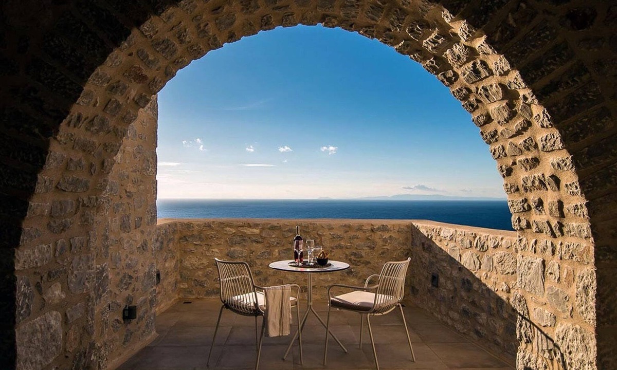 Areopoli Villa | Villa Elyraen, Divine Sea Views, Private Hot Tub, Furnished Terrace, Shared.