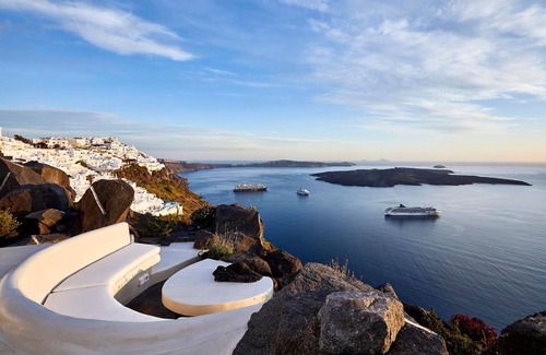 Fira Villa | Elegant Santorini Villa | Stone Pearl Villa | 2 Bedrooms | Infinity pool |.