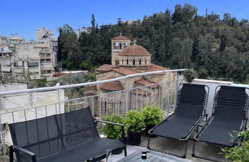 Athens Apartment | CK Athens Fine Stay Modern Apartment - Rooftop Lounge with Acropolis Views - Opposite Metro