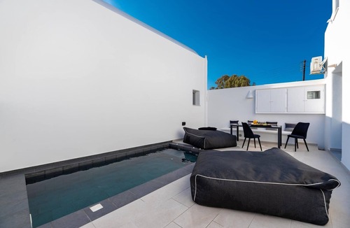 Perissa Villa | Dazzling Santorini Villa | Villa Luck | 2 Bedrooms | Furnished Sun Terrace with.