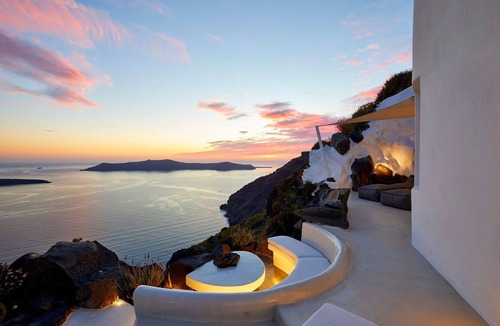 Fira Villa | Elegant Santorini Villa | Stone Pearl Villa | 2 Bedrooms | Infinity pool |.