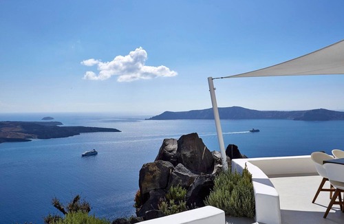 Fira Villa | Elegant Santorini Villa | Stone Pearl Villa | 2 Bedrooms | Infinity pool |.