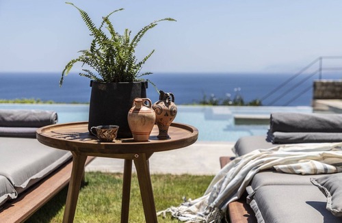 Agia Pelagia Villa | Seafront Villa Gaione, Divine Sea Views, Private Infinity Pool, Furnished.