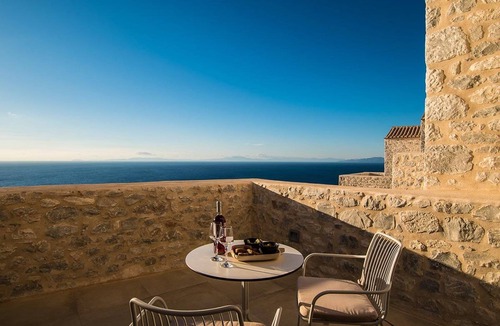 Areopoli Villa | Villa Elyraen, Divine Sea Views, Private Hot Tub, Furnished Terrace, Shared.