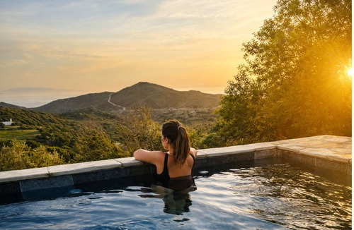 Andros Villa | Villa Kotseli: Traditional Stone House with Pool & Sunset Sea Views