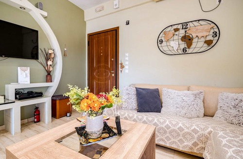 Eretria Apartment | Peaceful Hilltop Apartment With Balcony Sea View